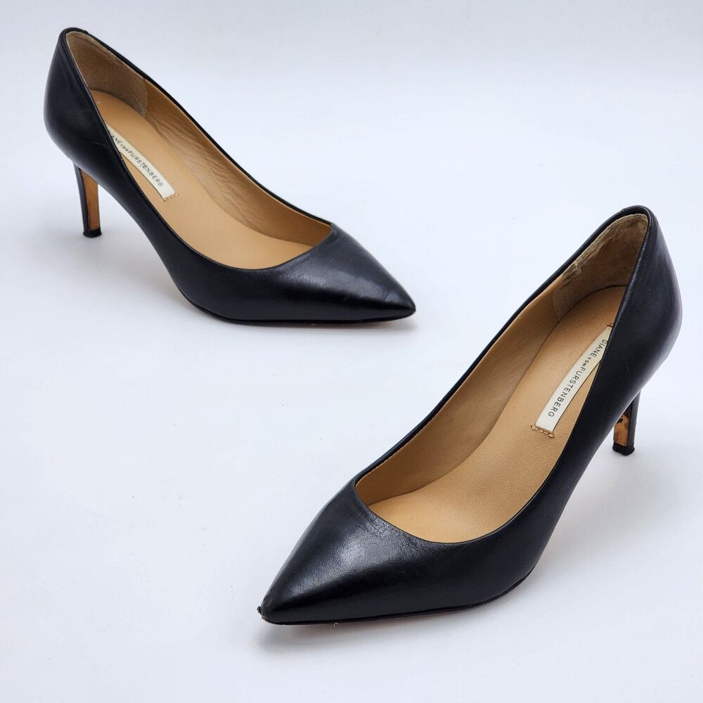 Diane Von Furstenburg DVF Pointed Toe Heel Pumps Black Size 7